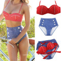 Sexy mujer bikini bandeau push up hasta la cintura de traje de baño (14344-2)